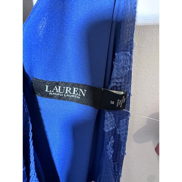 NWT Lauren Ralph Lauren Women's Blue Adjustable Halter Neck Maxi Dress Size 14 - Picture 7 of 10